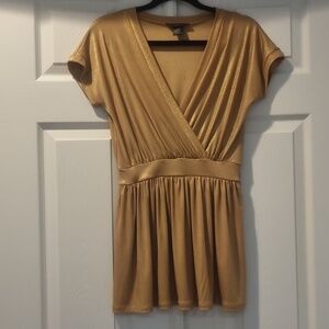 ARDEN B Vintage Peplum Top Metallic Gold Size Medium